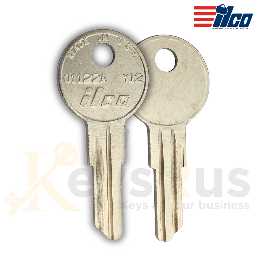 ILCO 01122A / Y12 Key Blanks, 10 Pack, Brass, Compatible with Yale, RV, Toolbox, and Vintage Lock Systems