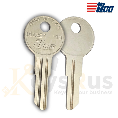 ILCO 01122R / Y13 Key Blanks, 10 Pack, Toolbox & Furniture Keyway, Brass Uncut Blanks