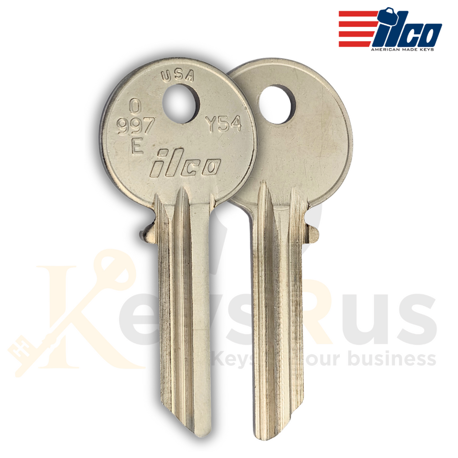 ILCO 0997E / Y54 Key Blanks, 10 Pack, Nickel Plated Brass, Compatible with Yale, Baton, CES & Bell Locks