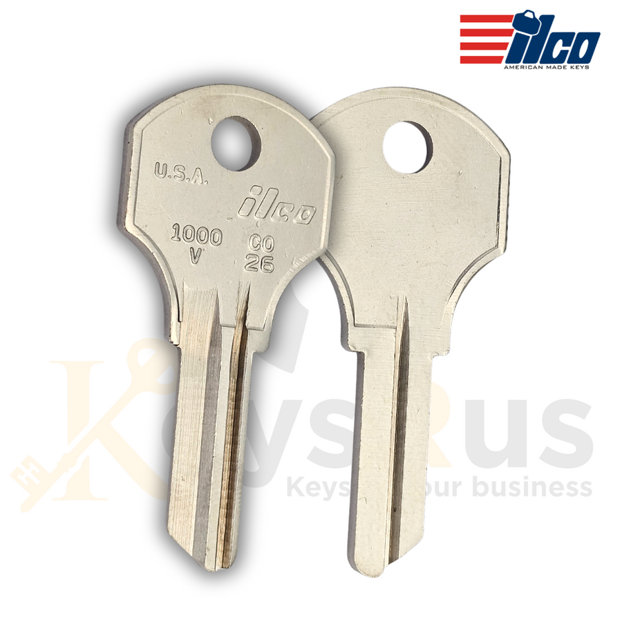 ILCO 1000V / CO26 Key Blanks, 10 Pack, Brass, Compatible with CCL, Craftsman, Kennedy, Snap-On, Sears, cash register & More