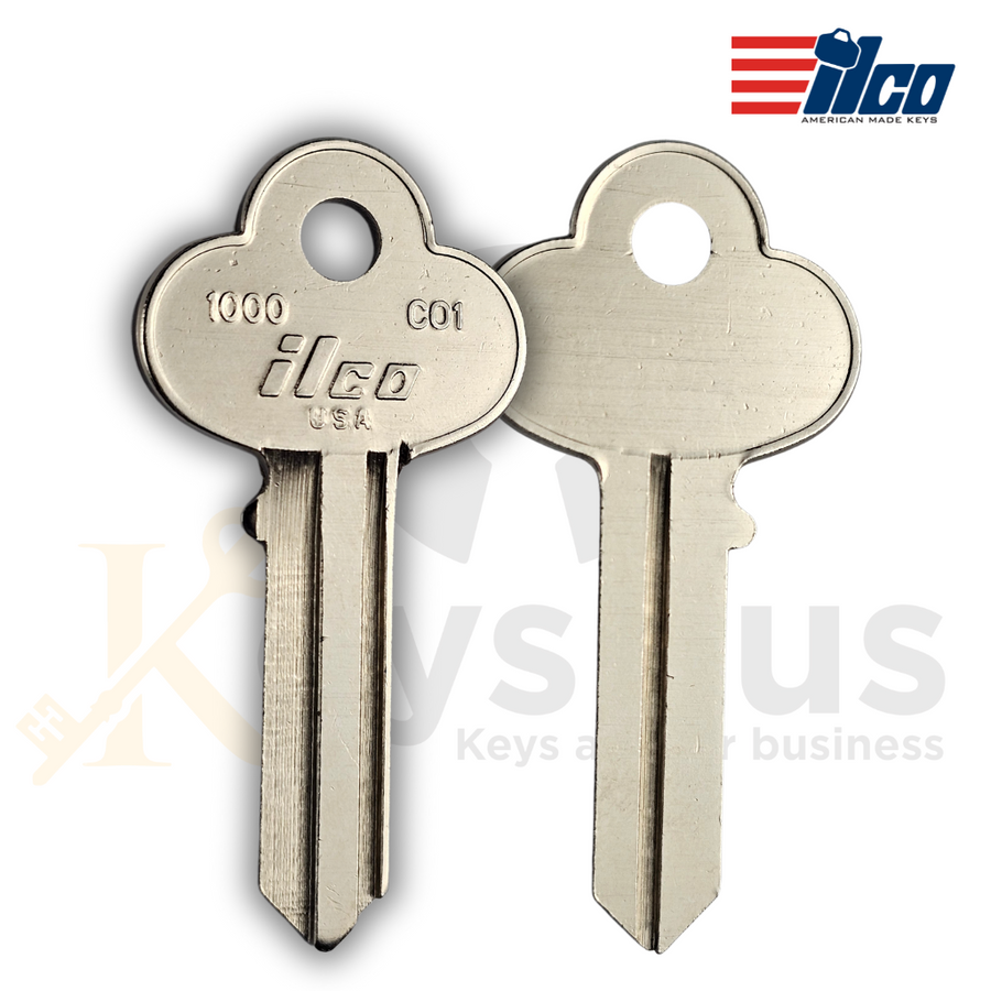 ILCO 1000 / CO1 Key Blanks, 10 Pack, 5-Pin Nickel-Plated Brass, Compatible with Corbin, Action, AMF, LaBelle, LL, Shur-Lock & More