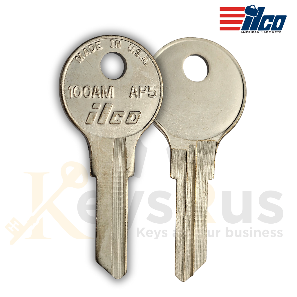 ILCO 100AM / AP5 Key Blanks, 10 Pack, Nickel Plated Brass, Master Key Compatible with Chicago, Diebold, Mosler, Steelcase & Trimark