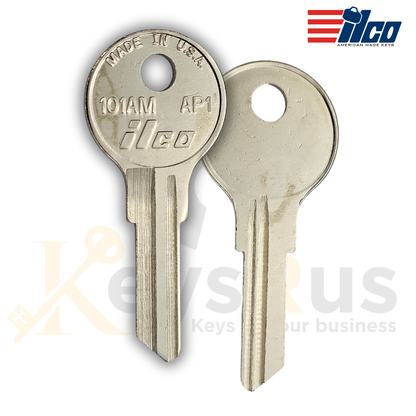 ILCO 101AM / AP1 Key Blanks, 10 Pack, Brass, Compatible with Chicago, Steelcase, Coleman, Airstream & More