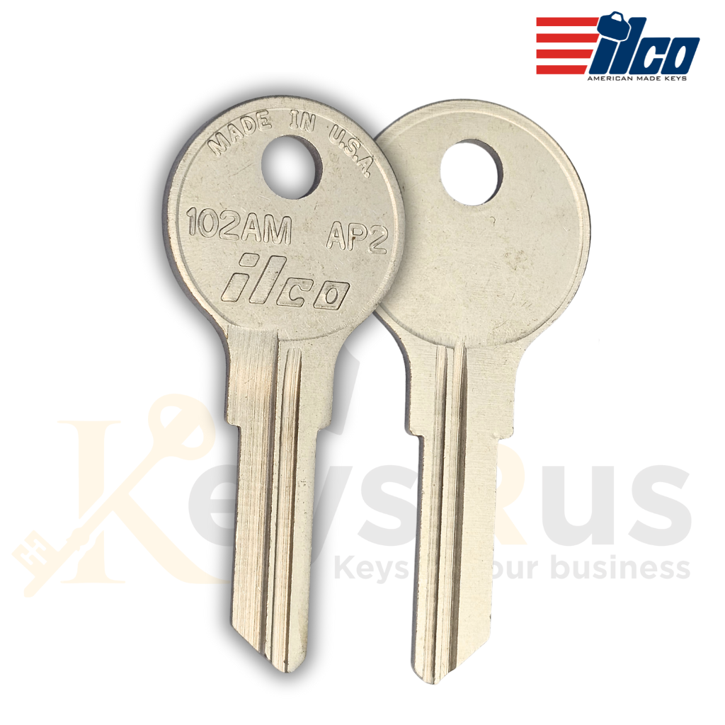 ILCO 102AM / AP2 / JMA CHI-10D Key Blanks, 10 Pack, Brass, Compatible with Chicago, Hudson, Steelcase, AMF & More