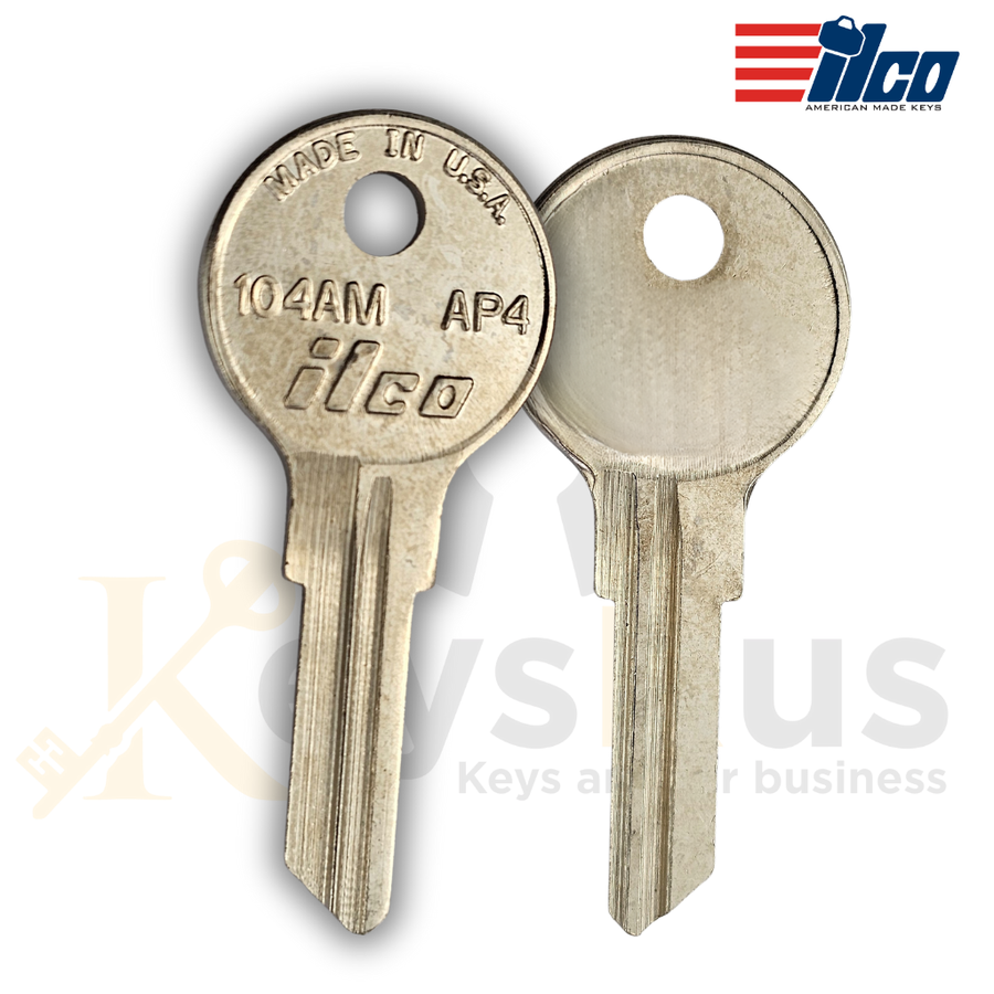 ILCO 104AM / AP4 Key Blanks, 10 Pack, Brass, Compatible with Chicago, Cessna, AMF, and Steelcase Locks