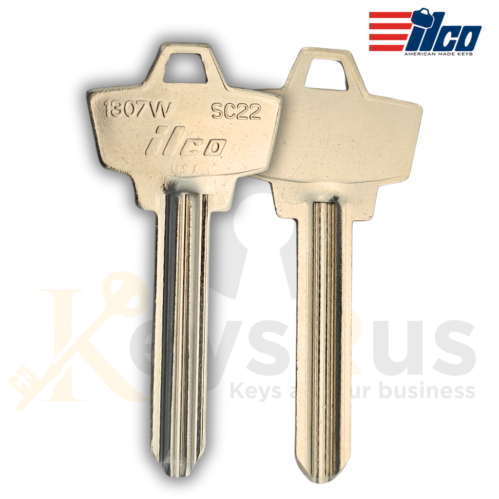 ILCO 1307W / SC22 Key Blanks – 10-Pack | Premium Nickel-Plated Brass 6-Pin Blanks for Residential, Commercial