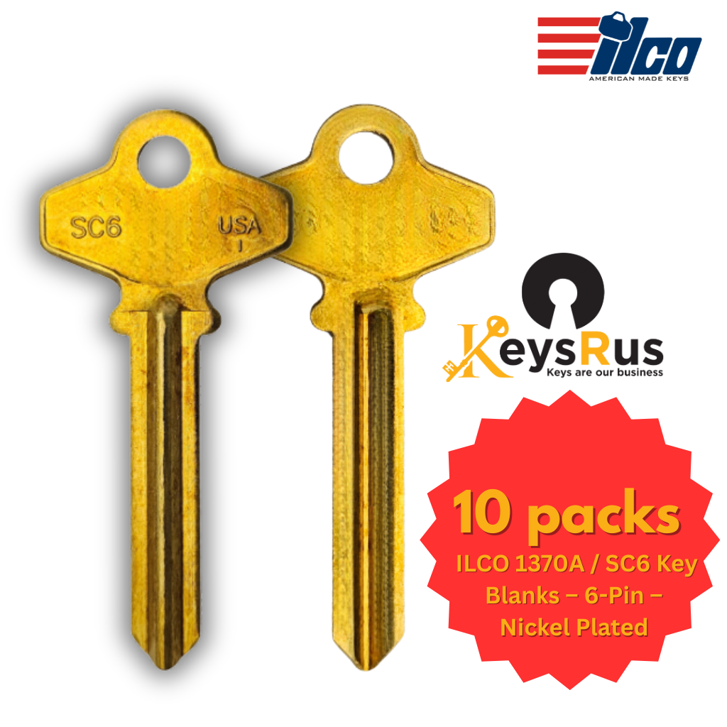ILCO 1370A / SC6 Key Blanks – 6-Pin – Nickel Plated – 10 Pack