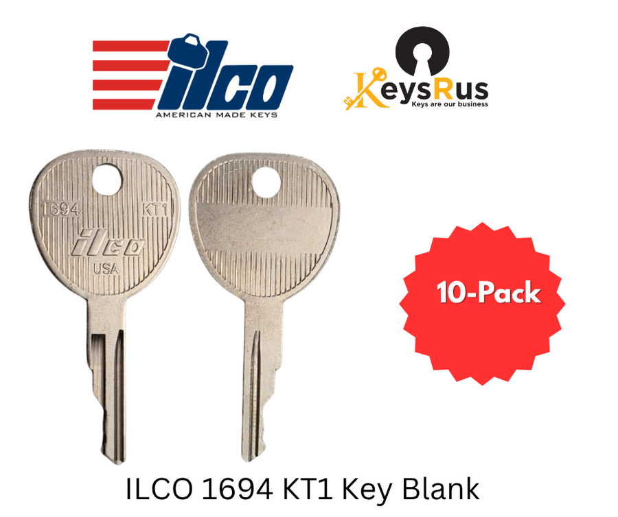 ILCO 1694 KT1 Key Blank, Single / 10 Pack, Kioti Tractor Ignition Key