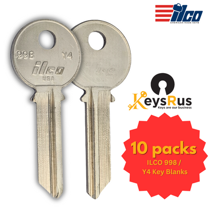 ILCO 998 / Y4 Key Blanks – 10 Pack – 6-Pin G Section Master Key – Fits Yale Locks