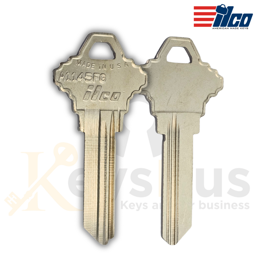 ILCO A1145FG Key Blanks, 5-Pin, Brass, SC1 Compatible, 10 Pack, Uncut for Schlage Locks