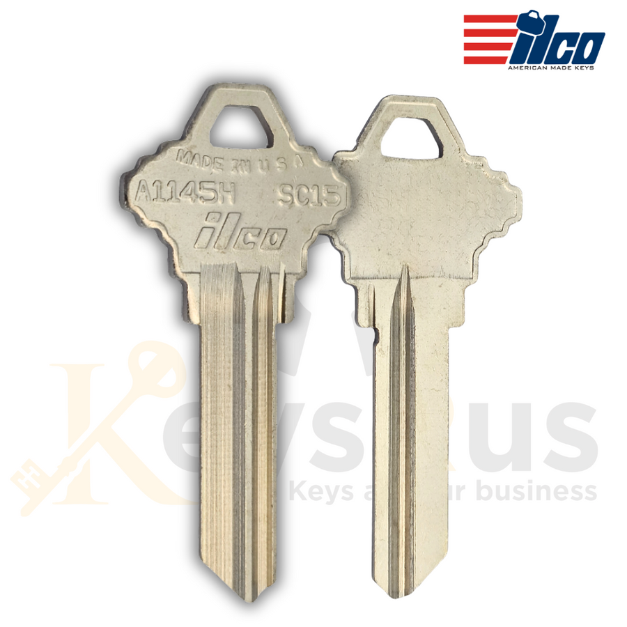 ILCO A1145H / SC15 Key Blanks -Nickel-Plated Brass, L Section, 10 Pack, Locksmith & Security Keys