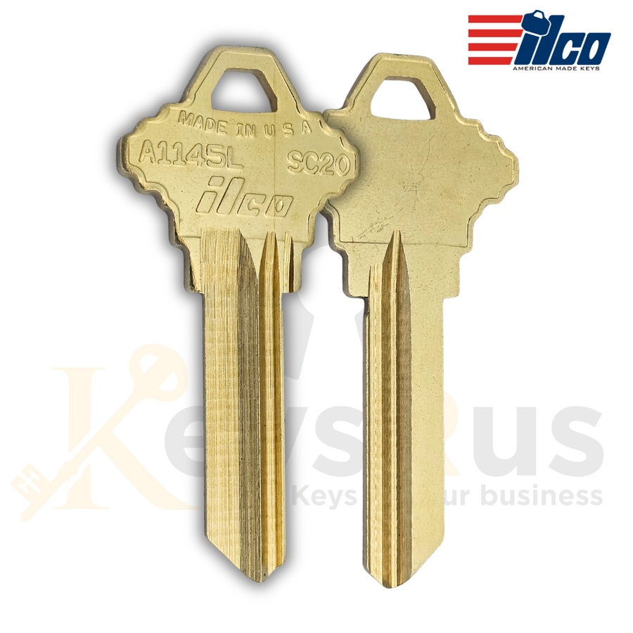 ILCO A1145L / SC20 Key Blanks, 6-Pin, Nickel-Plated Brass, L Section, 10 Pack, Locksmith & Security Keys