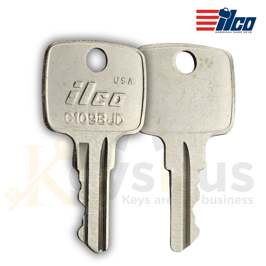 ILCO C1098JD Key Blanks, 10 Pack, For John Deere, Multiquip, Indak Equipment, JD1481 Stamped Key, Nickel-Plated Brass