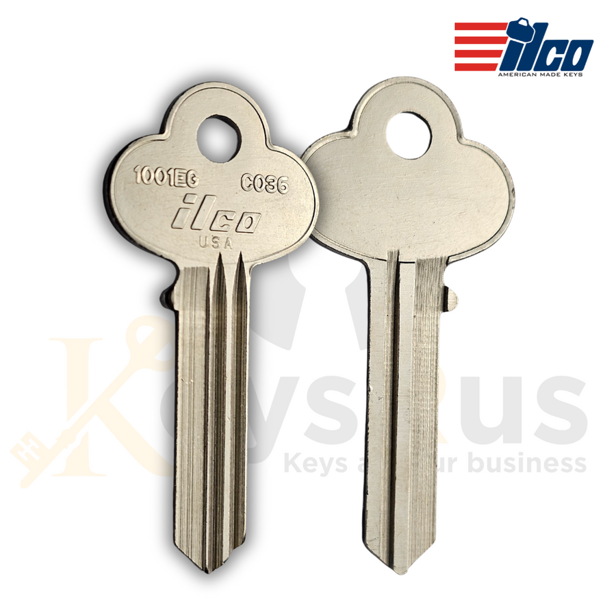 Ilco CO36 / 1001EG Key Blanks, 10 Pack for Corbin/Russwin Locks, Nickel‑Plated Brass (Uncut)