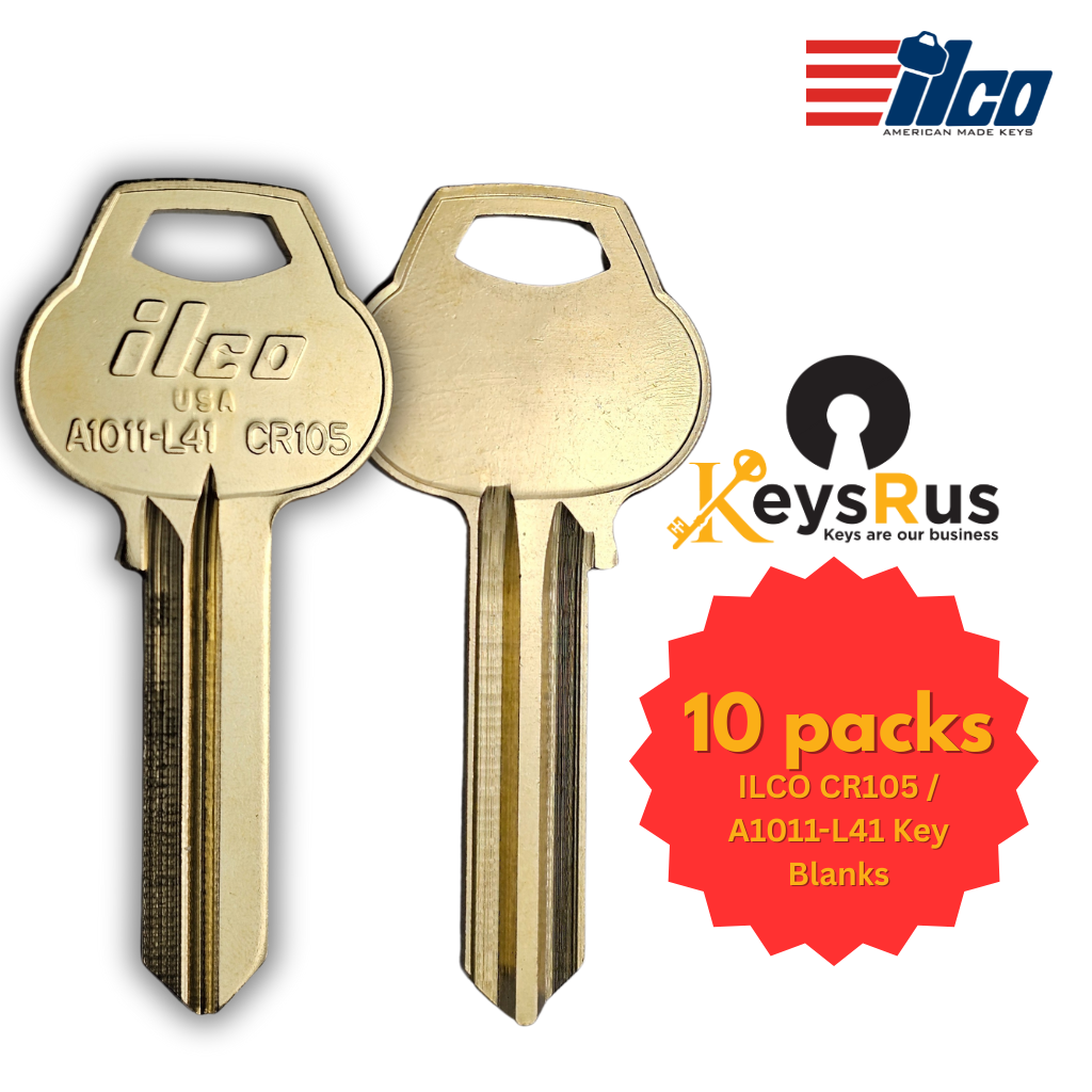 Ilco CR105 / A1011‑L41 Key Blanks – 10 Pack for Corbin/Russwin Commercial Locks | Nickel‑Plated Brass (Uncut)