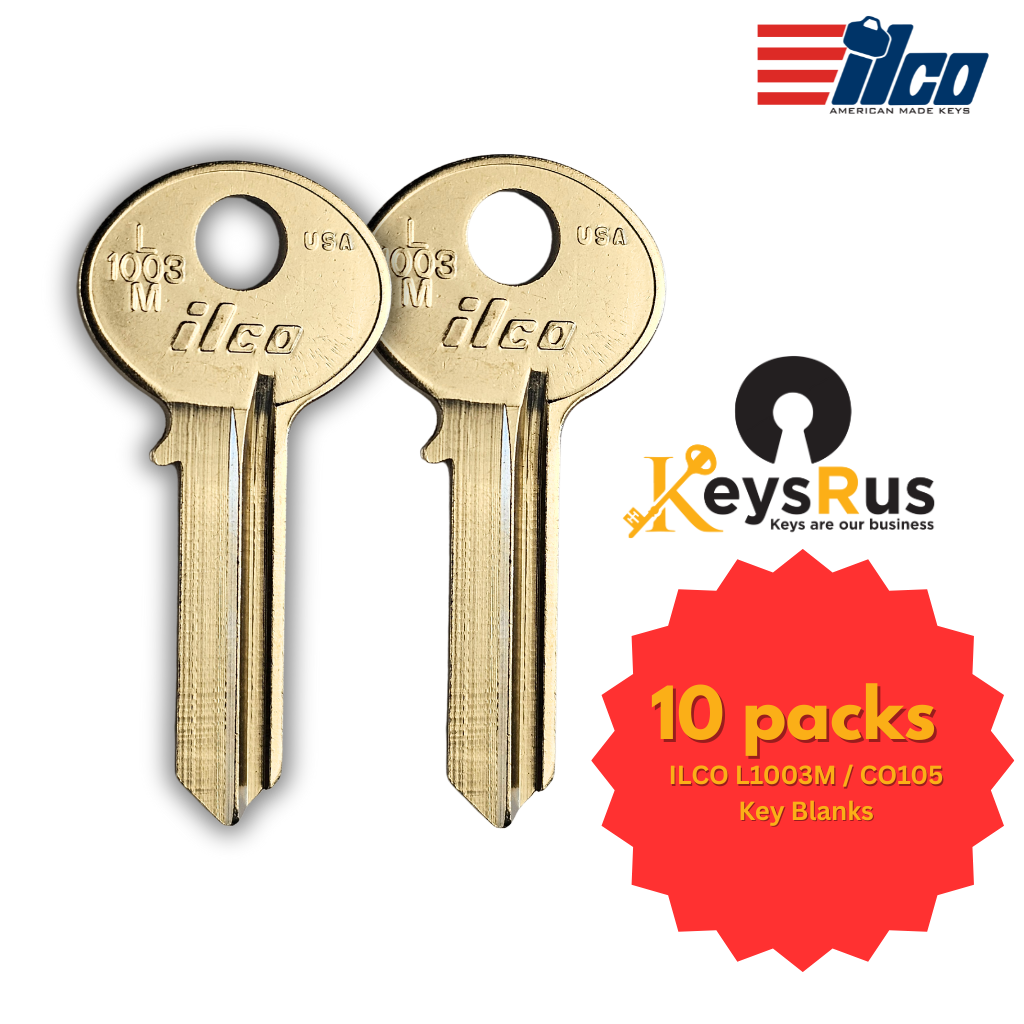 ILCO L1003M / CO105 Key Blanks – 10 Pack | Fits Boat Switches, CCL, Simplex, Cutler Mailbox Locks – Nickel-Plated Brass