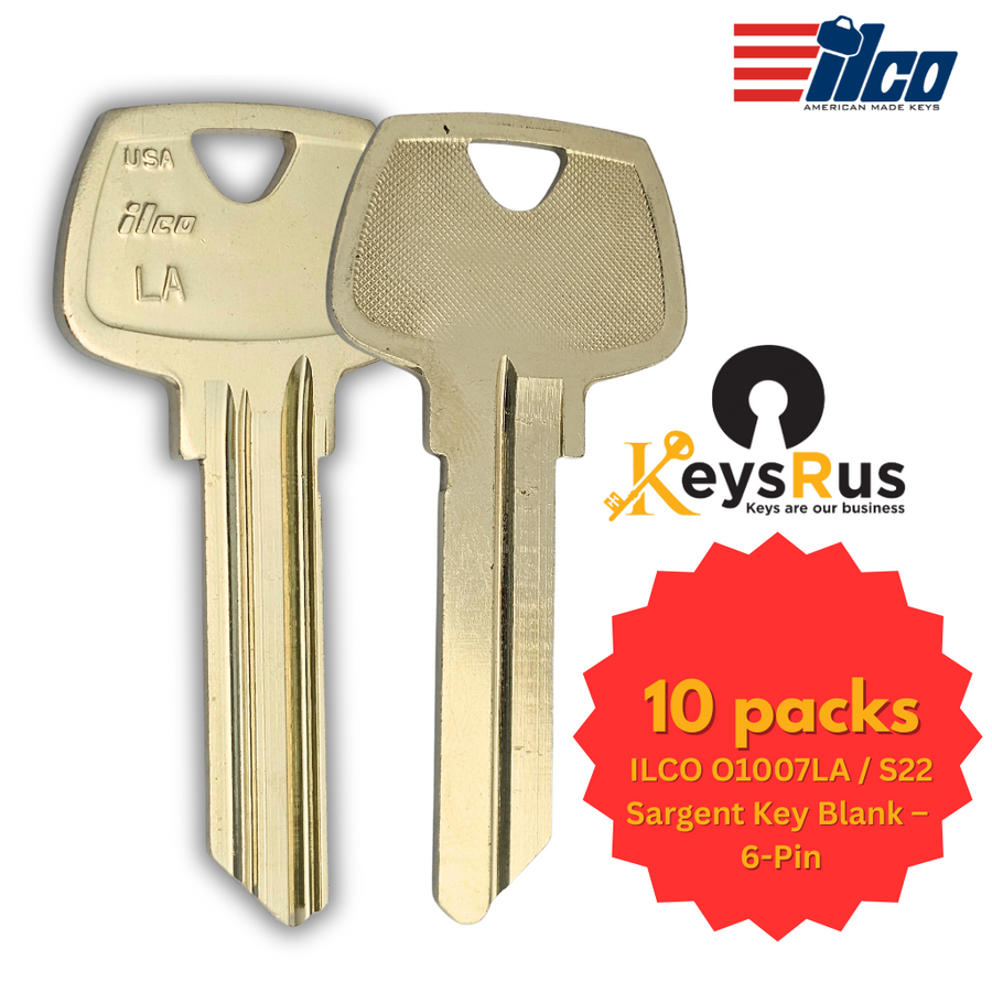 ILCO O1007LA / S22 Sargent 6-pin LA-section key blanks, 10 pack