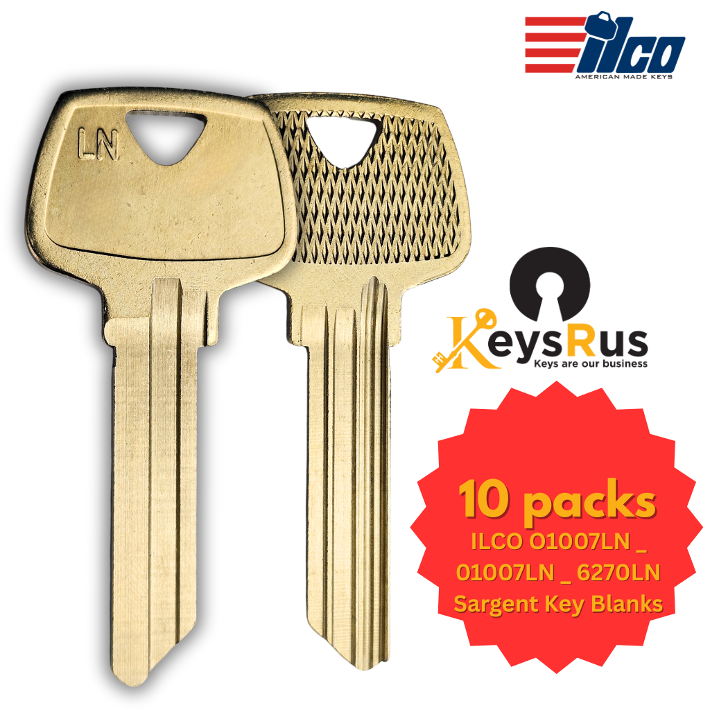 O1007LN / 01007LN / 6270LN Key Blank – 6-Pin Sargent LN Keyway – BR – 10-Pack – ILCO