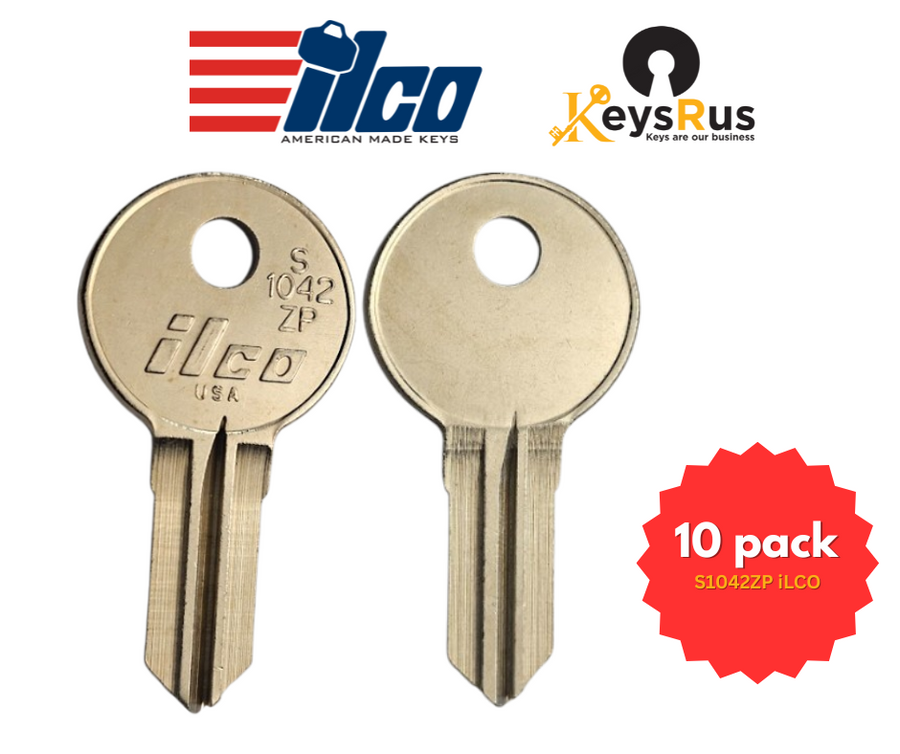 ILCO S1042ZP Toolbox Key Blank, Nickel Plated Brass, Fits Globe Wernicke, Illinois, Lehigh, Meilink 10 Pack