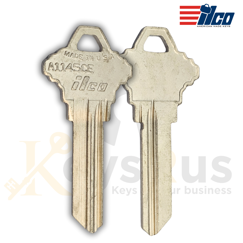 ILCO SC21 / A1145CE Key Blanks, 6-Pin, Nickel-Plated Brass, CE Section, 10 Pack, Uncut for Schlage Locks