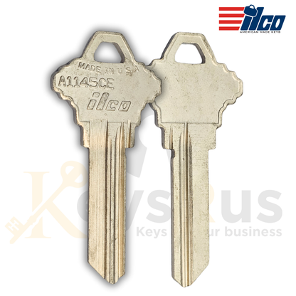 ILCO SC21 / A1145CE Key Blanks, 6-Pin, Nickel-Plated Brass, CE Section, 10 Pack, Uncut for Schlage Locks