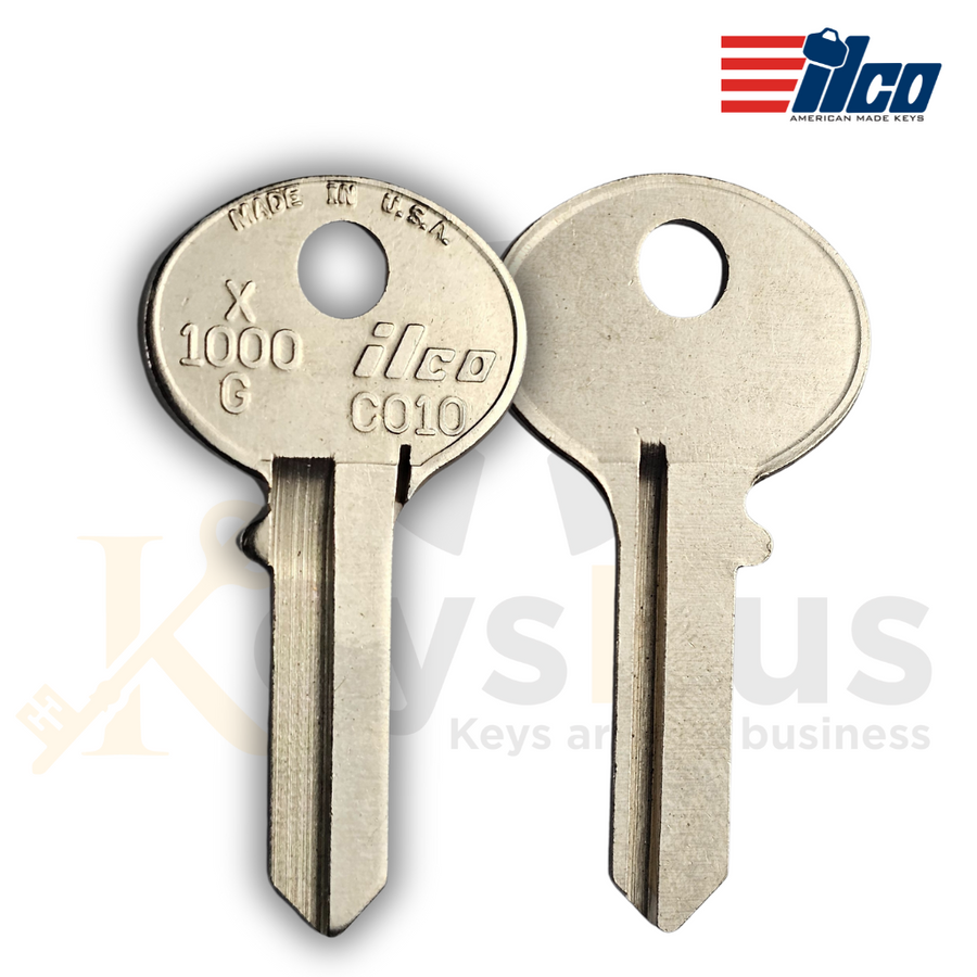 ILCO X1000G / CO10 Key Blanks, 10 Pack, Durable Brass Blanks for Residential & Commercial Locks