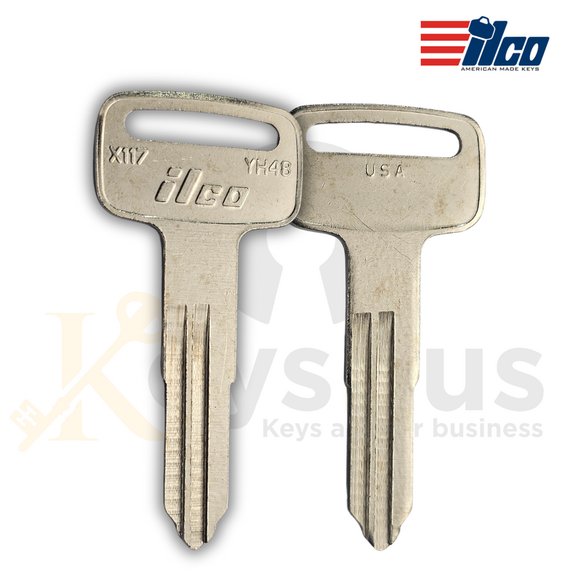 Ilco YH48 (X117) Key Blanks, 10 Pack for Yamaha & Multi‑Brand Motorcycles/ATVs, Nickel‑Plated Brass (Uncut)