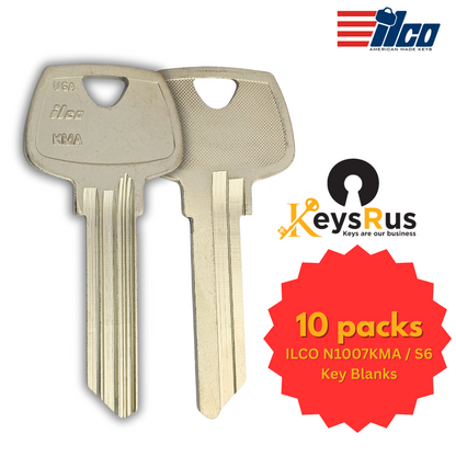 ILCO N1007KMA / S6 Key Blanks – 10 Pack | LN Section | Sargent 6-Pin | Nickel Silver