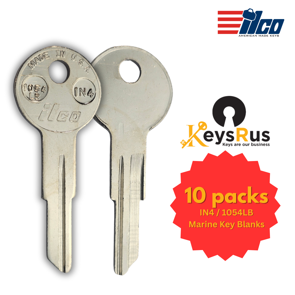 IN4 / 1054LB Marine Key Blanks – 10-Pack (ILCO) | For Boats, Watercraft & Marine Locks