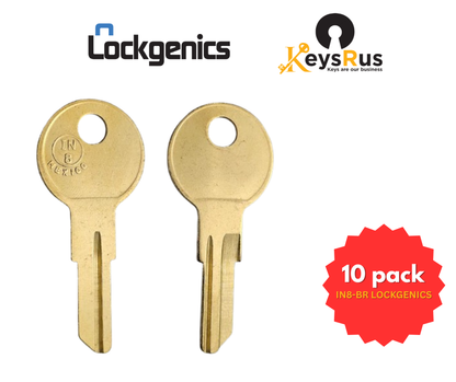 IN8-BR Key Blanks, 10-Pack & 50-Pack, LockGenics, IN8 / 1040 (Brass)