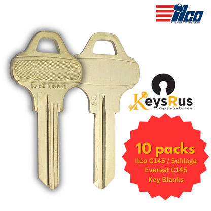 C145 Key Blank – 6-Pin Schlage Everest Keyway – High-Security – 10-Pack – ILCO