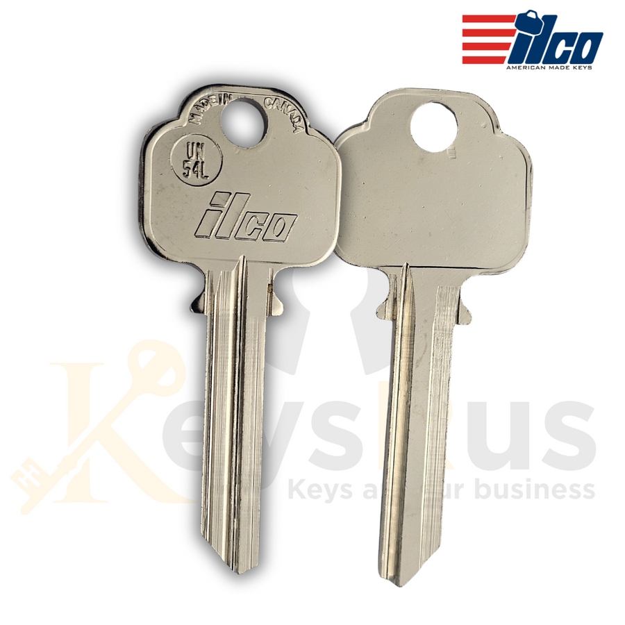 Ilco UN54L each Key Blanks, for Union & Commercial Cylinder Locks, Nickel‑Plated Brass (Uncut)
