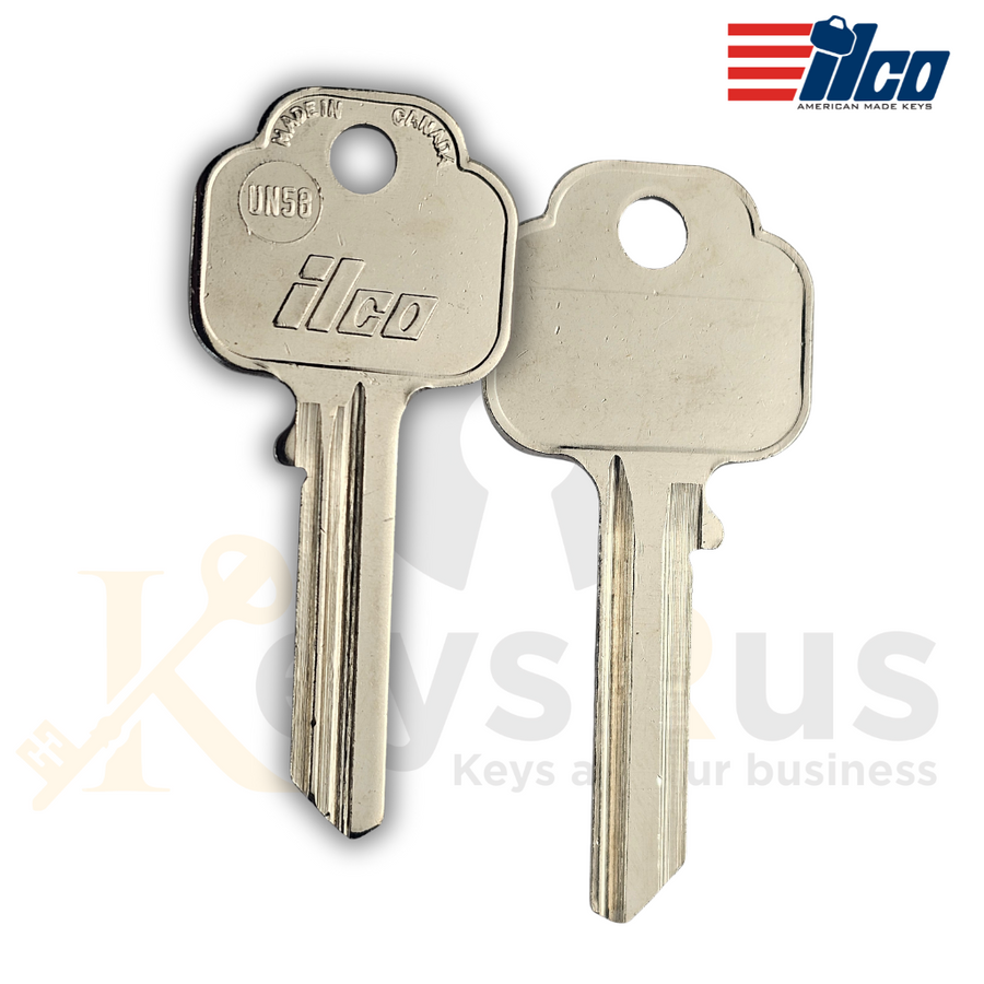 Ilco UN58 Key Blanks, 10 Pack for Union/Residential Cylinder Locks, Nickel‑Plated Brass (Uncut)