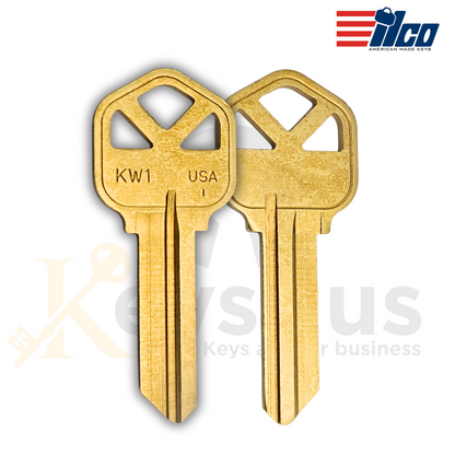 KW1-BR Key Blanks Brass, 5-Pin Uncut Blanks for Kwikset Locks, Genuine ILCO Taylor 1176