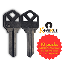 KW1 Aluminum Black Key Blanks – 10/Pack | Durable & Lightweight