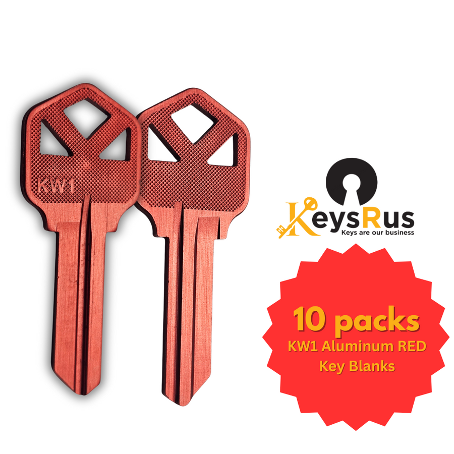 KW1 Key Blank – Aluminum – Red – 10-Pack