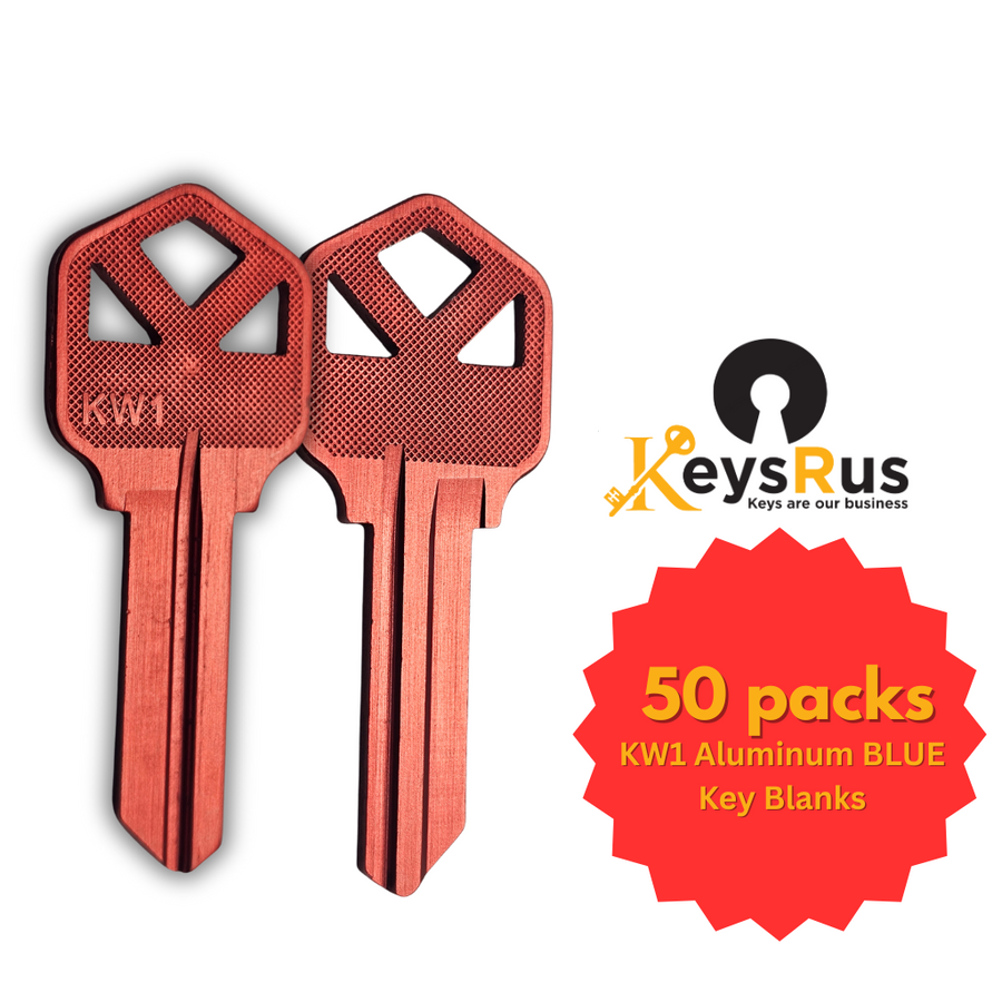 KW1 Key Blank – Aluminum – Red – 50-Pack