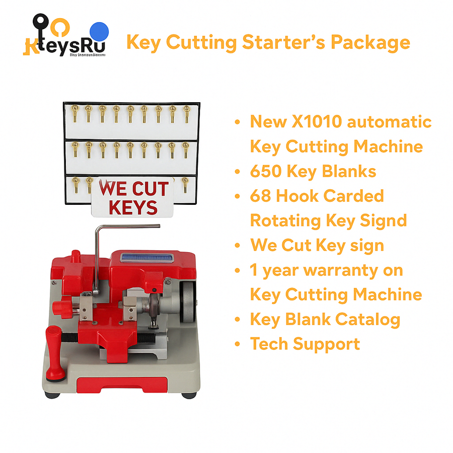 Key Cutting Advance Package, LockGenics X1010 Automatic Key Machine + 650 Key Blanks + Key Stand + Sign