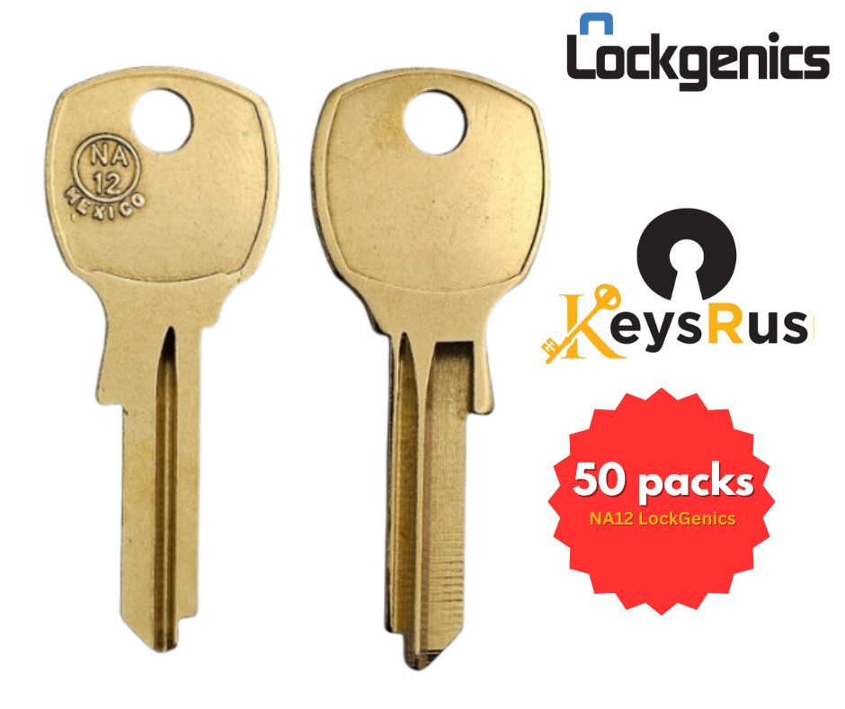 Lockgenics NA12-BR Key Blanks – 50 Pack | Fits NCL, National Cabinet, American Device, USPS, Florence & More