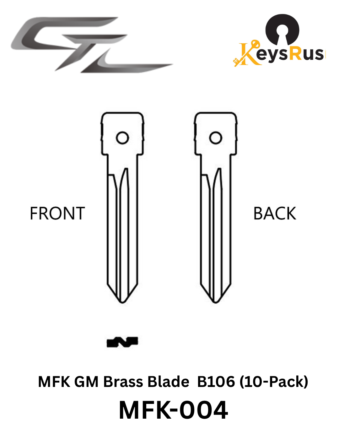 MFK-004: MFK GM Brass Blade — B106 (10-Pack) GM, Chevrolet, Buick, Pontiac, Saturn — B106 profile