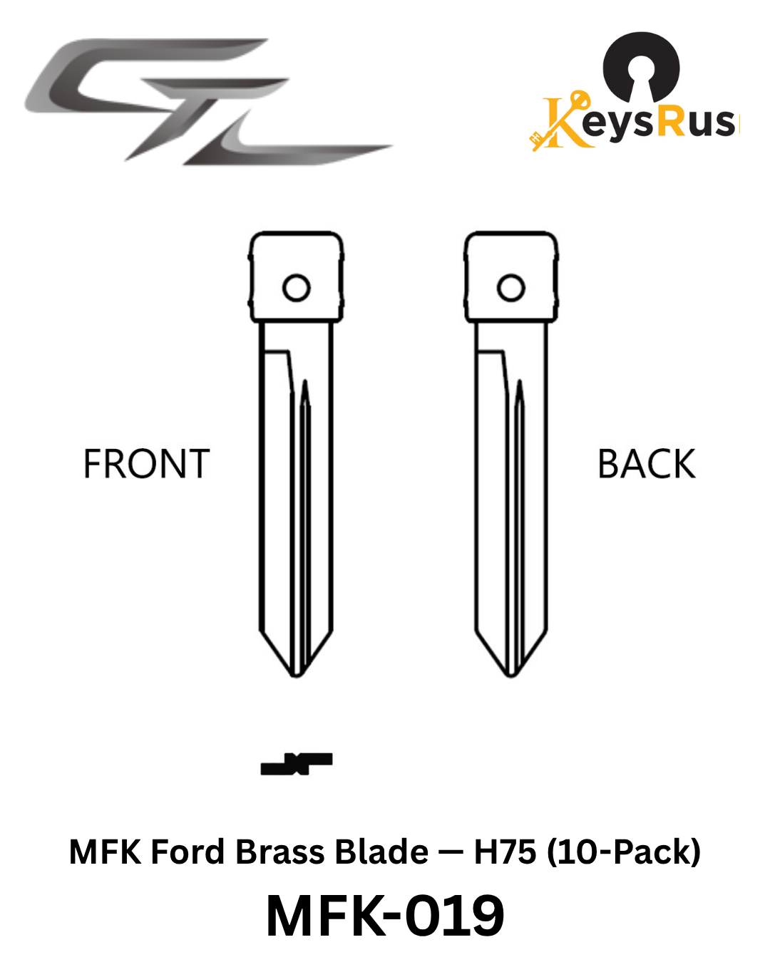 MFK-019:   MFK Ford Brass Blade — H75 (10-Pack) Ford Focus, Fiesta, Mondeo, Transit, Ranger — H75 / FO40R profile