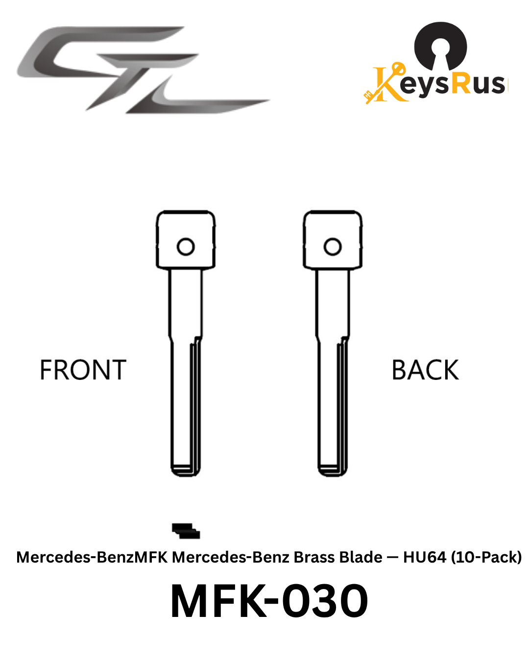 MFK-030: MFK Mercedes-Benz Brass Blade — HU64 (10-Pack) Mercedes-Benz C, E, S, CLK, SLK Class (older generation) — HU64 profile
