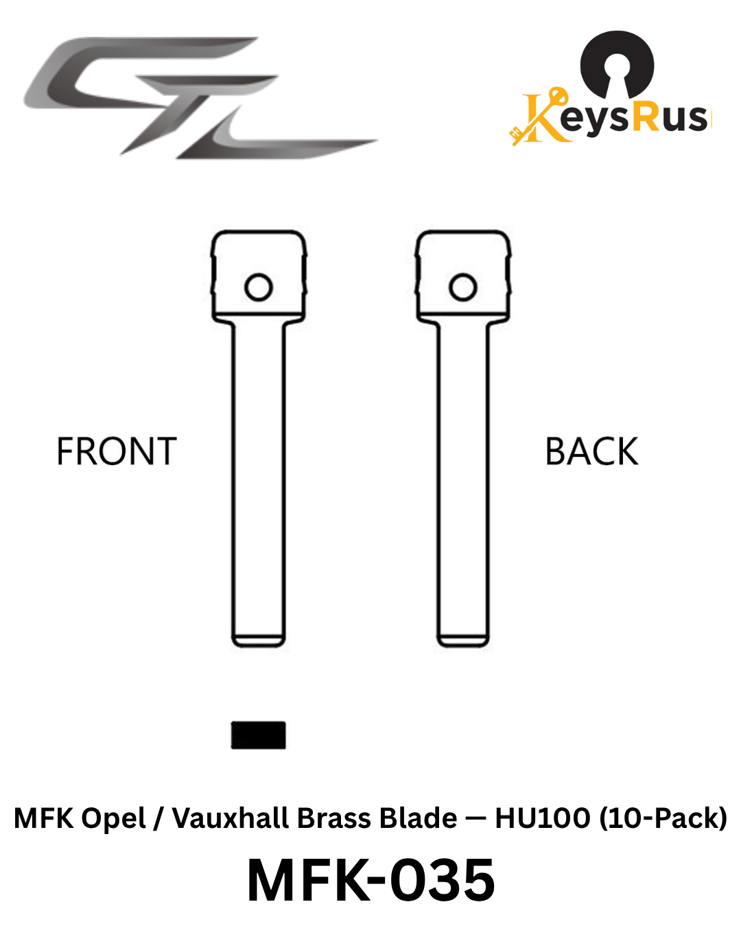 MFK-035: MFK Opel / Vauxhall Brass Blade — HU100 (10-Pack) Opel / Vauxhall Astra, Corsa, Zafira, Vectra, Insignia — HU100 profile
