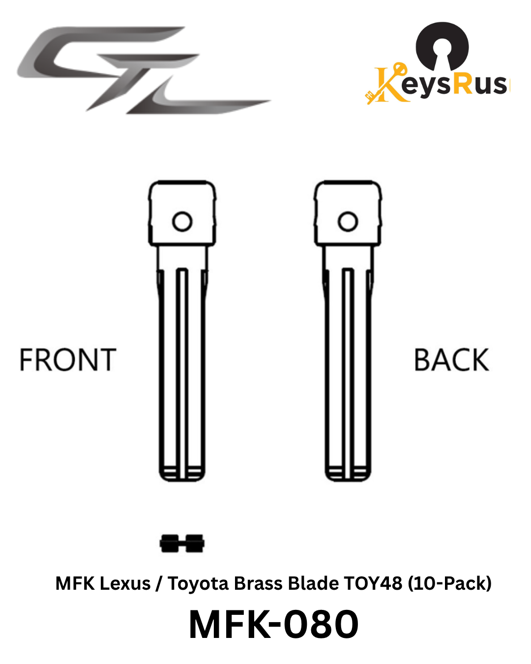 MFK-080: MFK Lexus / Toyota Brass Blade — TOY48 (10-Pack) Lexus IS, GS, LS, RX, ES; Toyota Camry, Corolla — TOY48 profile