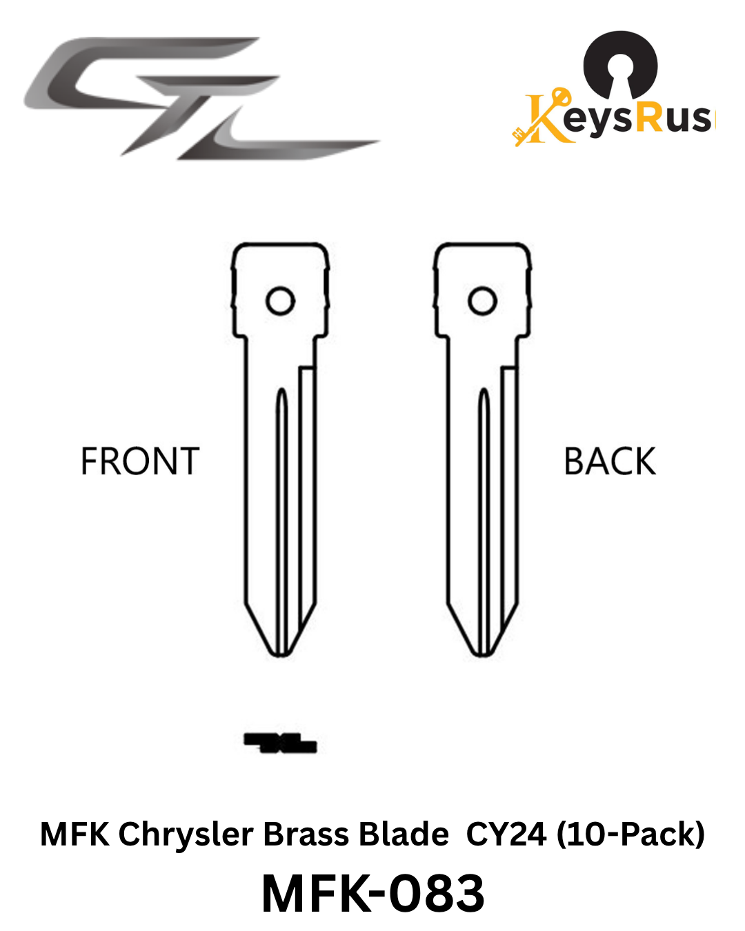 MFK-083 - MFK Chrysler Brass Blade — CY24 (10-Pack) Chrysler, Dodge, Jeep, RAM — CY24 / Y157 / Y159 profile