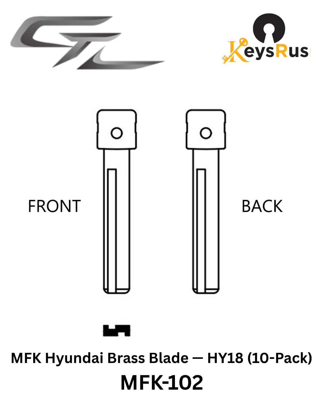 MFK-102: MFK Hyundai Brass Blade — HY18 (10-Pack) Hyundai i30, Elantra, ix35, Tucson (newer models) — HYN17 / HY18 profile