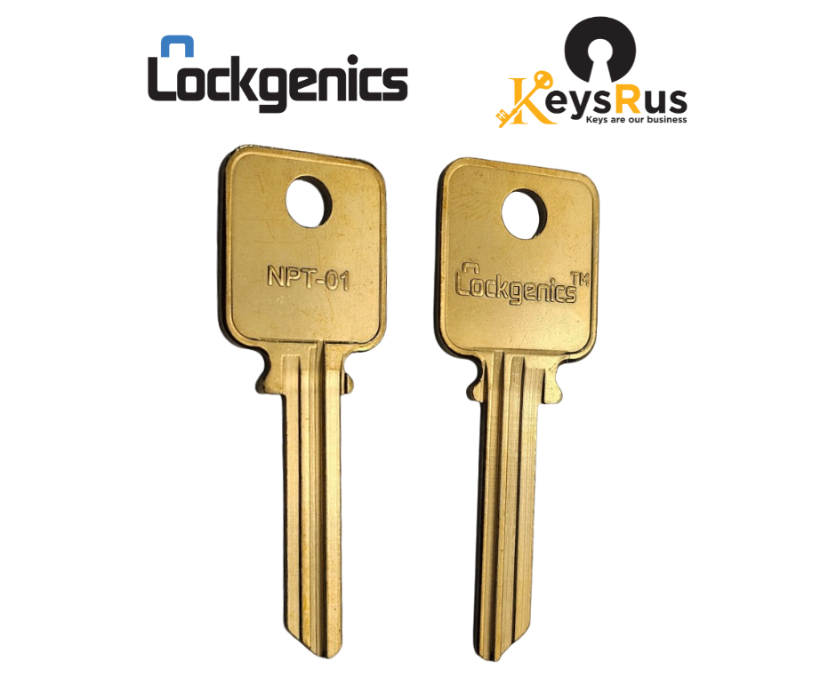 NPT-01 Lockgenics Medeco Key Blank, Compatible with Medeco BiAxial Patriot 6-Pin Keyway (Aftermarket Nickel Silver)