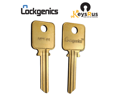 NPT-01 Lockgenics Medeco Key Blank, Compatible with Medeco BiAxial Patriot 6-Pin Keyway (Aftermarket Nickel Silver)