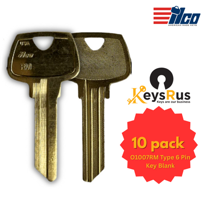 O1007RM Key Blank – 6-Pin Sargent RM Keyway – 10-Pack