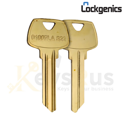 S22 Lockgenics Key Blanks – 50 Pack – 6-Pin Nickel-Plated Blanks for Sargent LA Keyway Systems